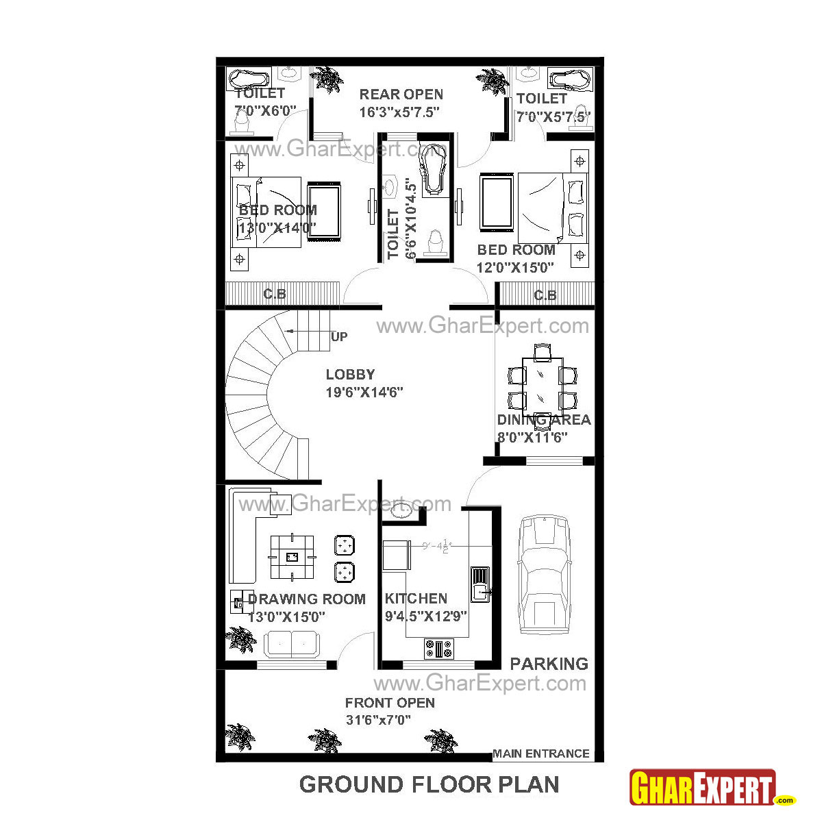 House plan of 30 feet by 60 feet plot 1800 squre feet