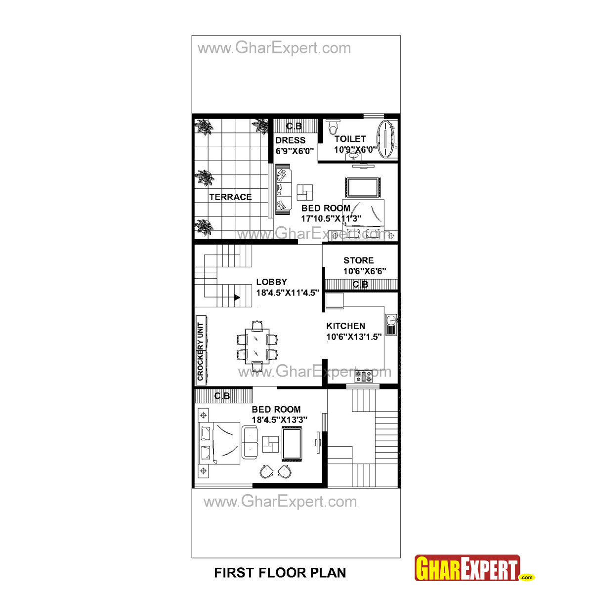 House Plan for 30 Feet by 75 Feet plot (Plot Size 250