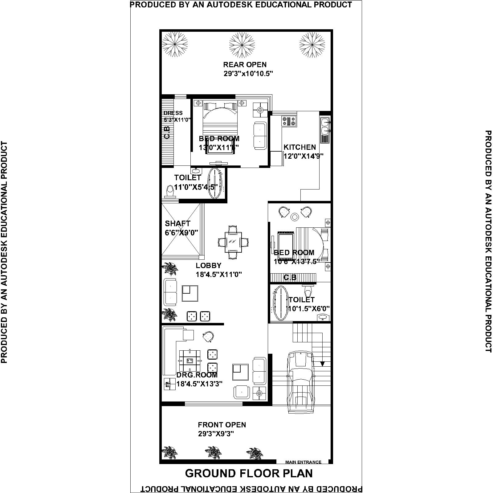 House Plan For 30 Feet By 75 Feet Plot Plot Size 250 Square Yards 