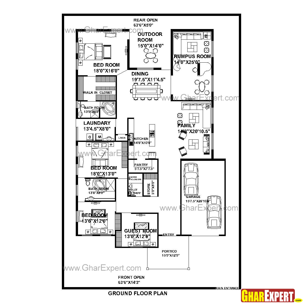 House Plan For 65 Feet By100 Feet Plot Plot Size 722 Square Yards GharExpert