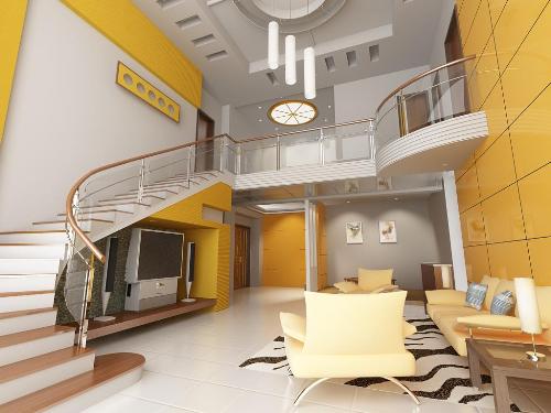 Yellow color paint in living room-1