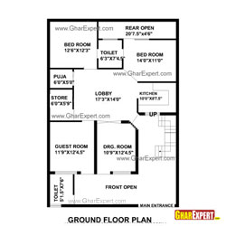 House Plan for 35 Feet by 50 Feet plot (Plot Size 195 Square Yards)