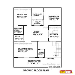 House Plan for 32 Feet by 40 Feet plot (Plot Size 142 Square Yards) 